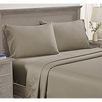 California Design Den 4 Piece California King Sheet Set - 100% Cotton, 600 Thread Count Deep Pocket Fitted and Flat Sheets, Luxury Soft Sateen Bedding and Pillowcases - Taupe