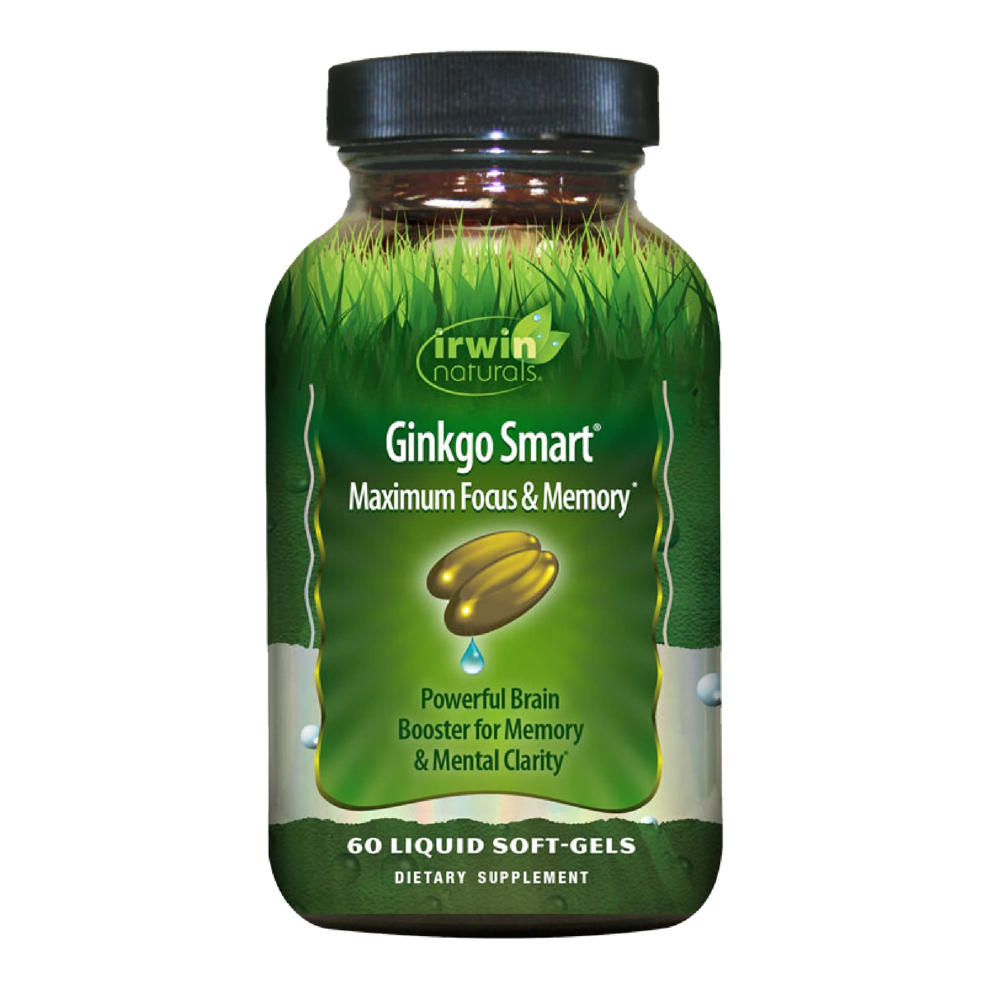 Irwin Naturals Ginkgo Smart Maximum Focus & Memory Dietary Supplement Liquid Gel Caps, 60-Count Bottles