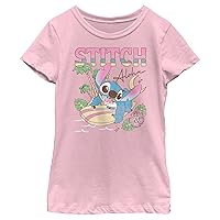 Disney Little, Big Lilo Aloha Stitch Girls Short Sleeve Tee Shirt