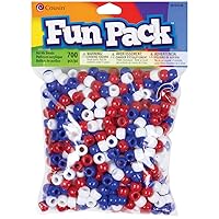 Cousin DIY Fun Pack Acrylic Pony Beads 700/Pkg-Red, Red, White, Blue