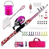 Kids Fishing Pole and Tackle Box - with Net, Travel Bag, Reel and