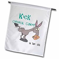 3dRose fl_115588_1 Kick Cervical Cancer in The Ass Awareness Ribbon Cause Design Garden Flag, 12 by 18-Inch