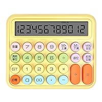 Extra Large Screen Calculator Student with Cute Color Voice 12-Digit LCD Display Mechanical Keyboard Non-Slip Feet Perfect for Office General Math Yellow