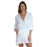 La Blanca Women's Between The Lines Pullover Square Hoodie Cover Up