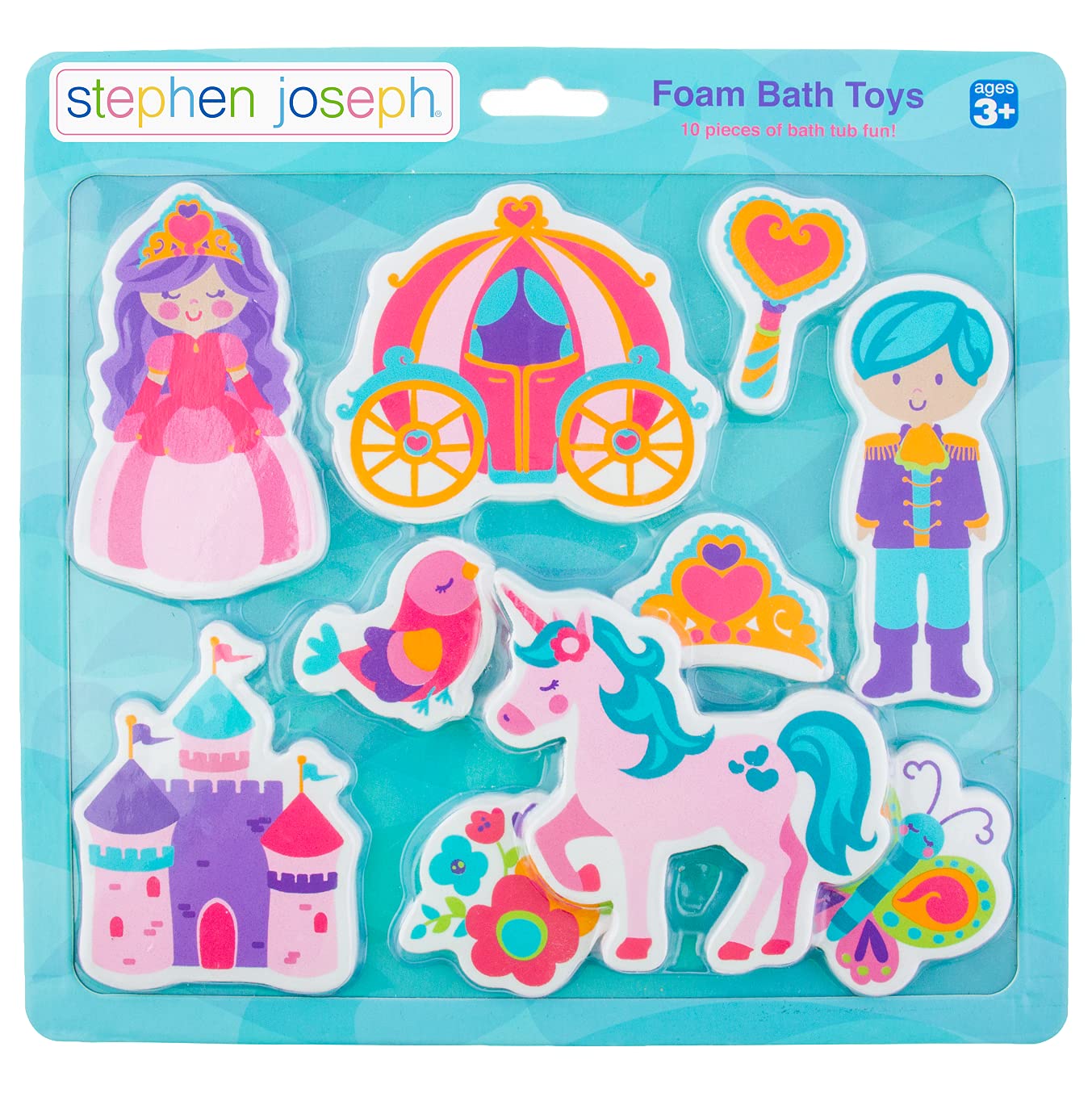 Stephen Joseph, Floating Foam Bath Character 10-Piece Toy Set, Princess (SJ1148)