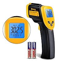 Infrared Thermometer Temperature Gun for Cooking, -58°F to 1130°F, Digital Heat Gun for Meat Pizza Oven, Laser Tool for Indoor Outdoor Pool, Cooking, Candy, Griddle Hvac, Yellow