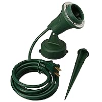 Woods Outdoor Floodlight Fixture With Stake (6-Feet cord; 120V; Green)