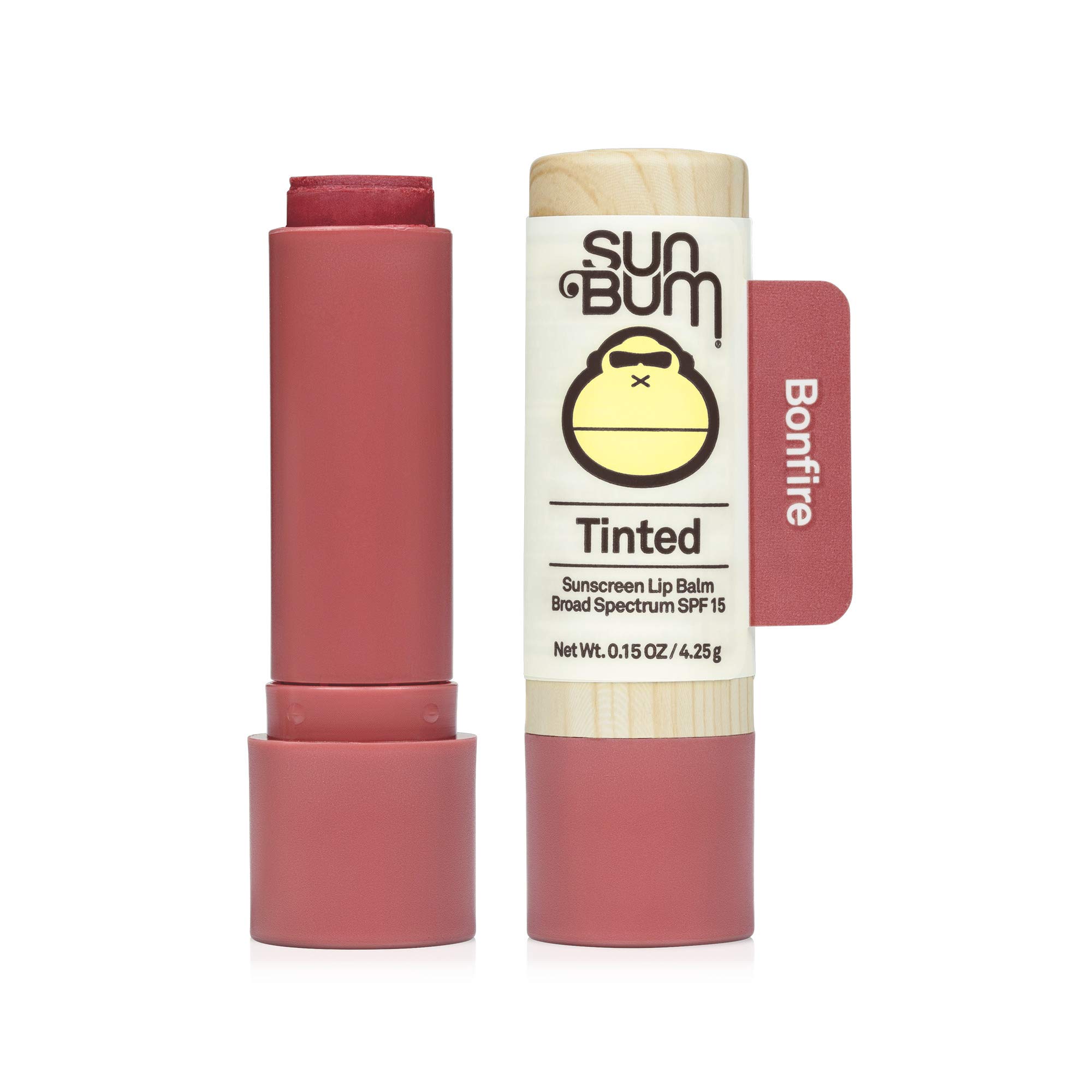 Sun Bum Tinted Lip Balm Bon Fire | SPF 15 | UVA / UVB Broad Spectrum Protection | Sensitive Skin Safe | Paraben Free | Ozybenzone Free | 0.15 Oz