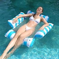 Inflatable Pool Floats Adult, 4-in-1 Multi-Purpose Pool Float Water Hammock for Swimming Pool Lake Floating Beach Ocean Sea, Inflatable & Foldable Mesh Pool Float, Pool Hammock Floaties Toy