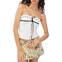 Women Sexy Strapless Tube Tops Sleeveless Stretchy Solid Hollow Out Crop Top Summer Streewear Tank Top