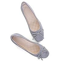 Ladies Faux Suede Summer Casual Cute Dress Flats Outdoor Walking Shoes T-Grey US 8.5