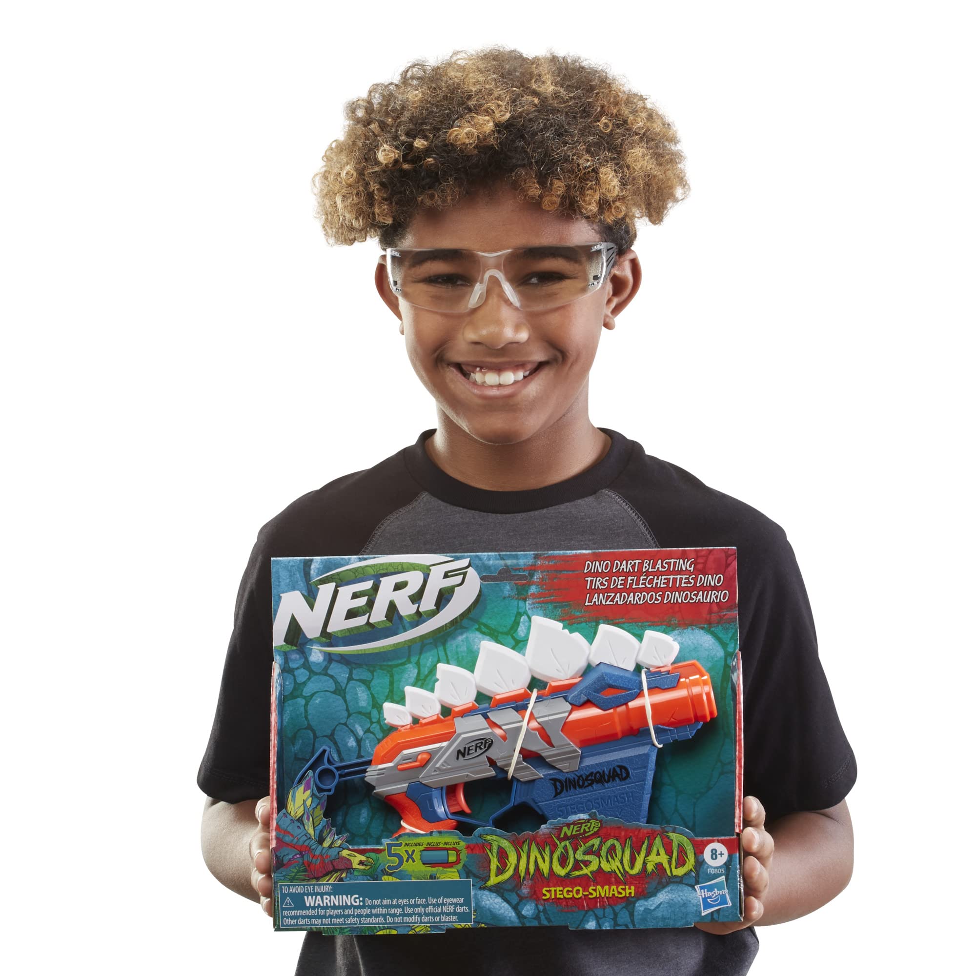 Nerf DinoSquad Stego-Smash Dart Blaster, 5 Nerf Elite Darts, Kids Outdoor Toys, Dinosaur Toys for 8 Year Old Boys and Girls and Up, Stegosaurus Dinosaur Design