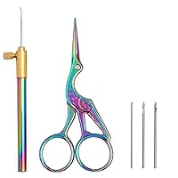 Tambour Hook Wooden Handle Embroidery Crochet Hook Beading Needle Tools Kit  with 3 Needles (0.7mm 1mm 1.2mm) for Embroidering Sequins and Beads