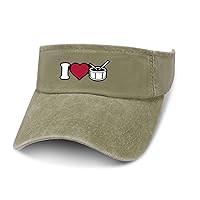 I Love Drum Leaky Top Denim Hat Print Sun Visor Hat Baseball Cap Golf Hat for Adult