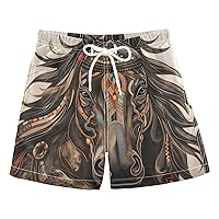 ALAZA Tribal Horse Boy’s Swim Trunk Quick Dry Beach Shorts Swimsuit Bathing Suit Swimwear