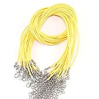 10Pcs 1.5/2mm Yellow Handmade Leather Chains Adjustable Braided Rope Pendant Charm DIY Findings Bulk Lobster Clasp String Cord Jewelry Making (Yellow, 1.5mm(0.06 inch))