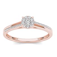 10k Rose Gold 1/6ct TDW Diamond Cluster Engagement Ring (I-J, I2)