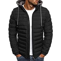 Men's Lightweight Water Resistant Down Puffer Jacket Winter Full Zip Warm Casual Loose Cotton Coat Outwear Jumper