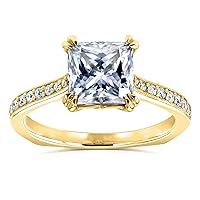Kobelli Princess Moissanite Square Shank Trellis Engagement Ring 2 1/10 CTW 14k Yellow Gold (GH/VS, GH/I)