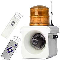 1.24mile Remote Control Alarm Siren 120dB Loud Horn Alarm Siren with Amber Strobe Light Adjustable Sound and Tone Security Sirens for Home, Warehouse, Factories DC24V