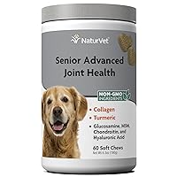 Senior Advanced Joint Health Dog Supplement – Includes Glucosamine, MSM, Chondroitin, Collagen – Helps Supports Canine Joint Health Function – 60 Ct. Soft Chews