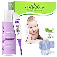 Easy@Home 25 Ovulation Tests 10 Pregnancy Tests & 35 Large Urine Cups + Premom Fertility Lubricant 2 Fl Oz + Easy@Home Basal Body Thermometer EBT-018