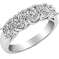 KnSam Engagement Ring, Solitaire Women's Ring, Wedding Ring, 1 Carat Diamond, 5 Stone, Genuine Jewellery