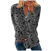 Womens Fashion Sweatshirts Halloween Spooky Pumpkin Pullover Tops Long Sleeve Comfy Top Casual Daily Outfits