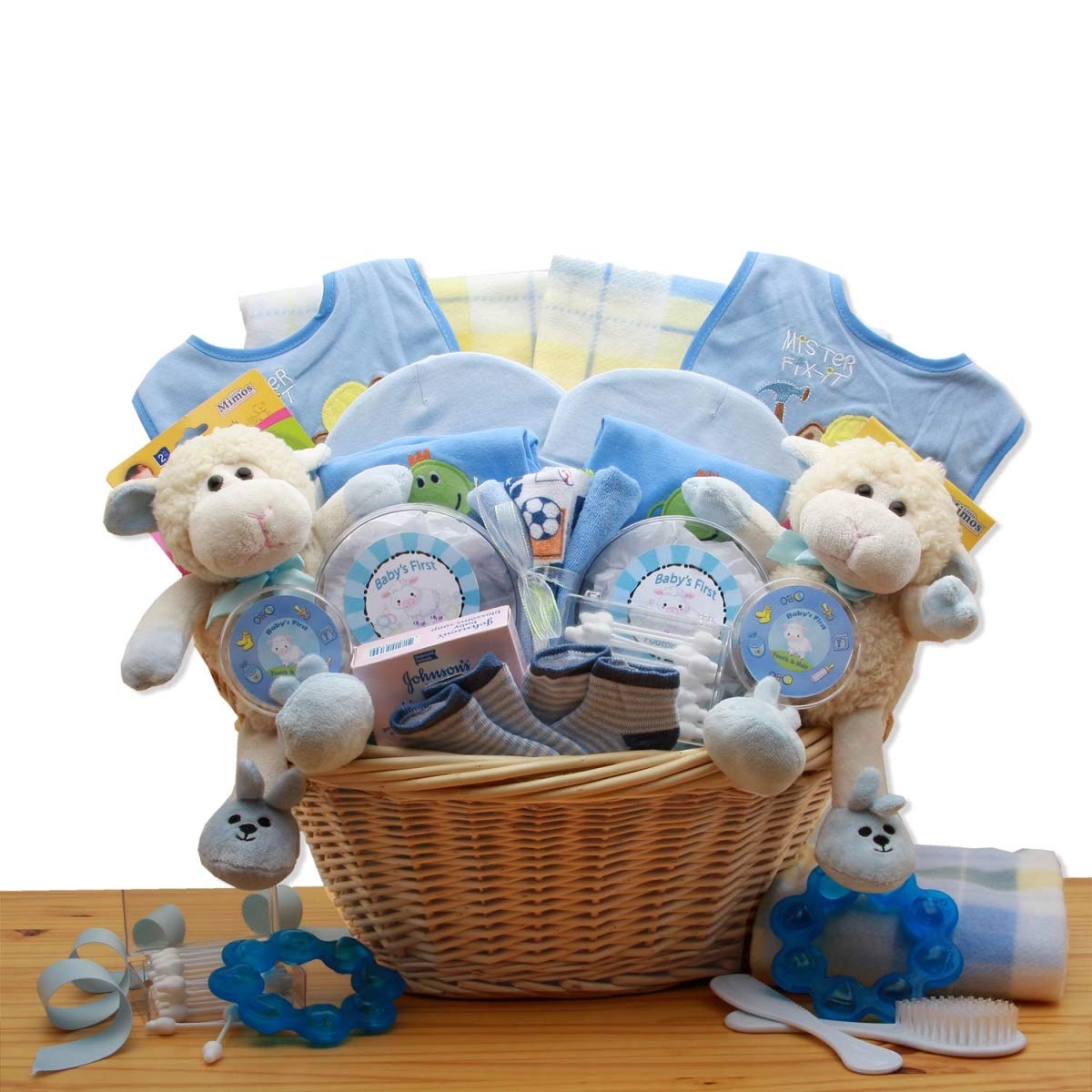 GBDS 890811-B Double Delight Twins New Baby Gift Basket - Blue