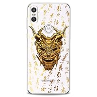 TPU Case Compatible with Motorola G9 G8 Plus G7 E20 P40 Z4 Edge 20 G22 Stylus Golden Soft Demon Flexible Silicone Cute Imagery Art Face Surface Print Slim fit Design Yellow Clear Male