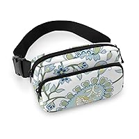 Green Paisley Pattern Fanny Pack Adjustable Bum Bag Crossbody Double Layer Waist Bag for Halloween