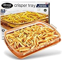 Gotham Steel Crisper Tray for Oven, 2 Piece Nonstick Copper Crisper Tray and Basket, Air Fry in your Oven, Great for Baking and Crispy Foods, As Seen on TV – Extra Large Size, 13.4” x 11.4”