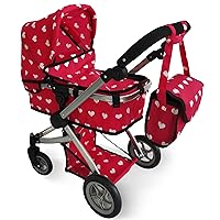 Convertible Combo Baby Doll Stroller for 3 Year Old Girls & Up | Play Toy Baby Stroller for Dolls, Folding Adjustable Bassinet Carriage Buggy with Storage Basket Converts to Sit Up Pushcart Pram