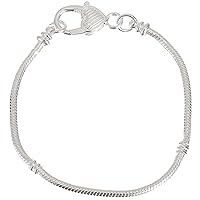 RUBYCA 10pcs White Silver Plated Heart Lobster European Snake Chain Bracelet fit Charm Beads 9