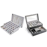 3 Set Stackable Jewelry Organizer for Drawer Vanity Dresser Bundle with 12 Slots Watch Box Organizer for Women Men