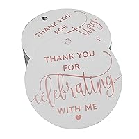 Thank You for Celebrating with Me Birthday Bottle Tag Real Rose Gold Foil Favor Hang Tags 100 Pack