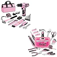 WORKPRO 12V Pink Cordless Drill Driver+52-Piece Pink Tools Set for Women