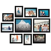 10 Pack Black Picture Frames Collage Wall Decor - Gallery Wall Frame Set with Two 8x10, Four 5x7, and Four 4x6 Frames, Shatter-Resistant Glass, Hanging Hardware, and Easel Included