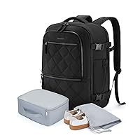 BAGSMART Travel Backpack for Women Men, 30L Carry on Backpack for Airplanes, 17 Inches Laptop Backpack for Travel, with Shoe Bag & Storage Bag, Backpack Suitcase for Travel, Black