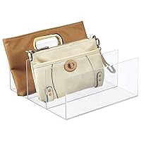 mDesign Plastic Purse/Handbag Organizer - Closet Divided Storage for Bags, Clutches, Wallets, Wristlets - Space-Saving Bedroom and Cabinet Organization, Lumiere Collection - Clear