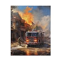 Firefighter & Fire Engine Jigsaw Puzzle, 4 1014, 520, 252, or 110 Pieces, Laminated Finish, Chipboard Backing (110-piece)
