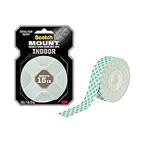 Indoor Double-Sided Mounting White Tape, 1 in x 125 in (10.4 ft), Features 3M Industrial Strength Adhesive, No Mess or Tools (314H-MED)