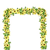 Artificial Flowers of Artificial Sunflower 4 Pieces of 7.54 feet of Realistic Silk Vina Sunflower Sunflower Sunflower with 12 Flowers and Green Leaves for The Wedding Party Decoration