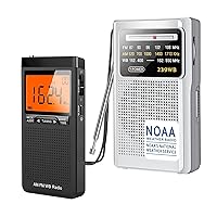 Greadio AM/FM Weather Alert Radio, Portable Transistor NOAA Radio with Best Reception, Battery Operated by 2 AAA Batteries,Earphone Jack,Pocket Radio for Home,Walking,Running(Black+Silver)