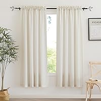 RYB HOME Linen Blend Curtains 72 inch Lenght 2 Panels Set - White Sheer Curtains Soft Breathable Shabby Chic Drape Light Filtering for Sunroom, Boys Girls Room Decor, W 52
