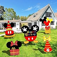 5Pcs Mickey Birthday Party Supplies for Mouse,Large Cartoon Mickey Yard Lawn Sign Birthday Decorations,Kids Birthday Party Decorations