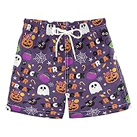 Purple Halloween Candy Boys Swim Trunks Swim Beach Shorts Baby Kids Swimwear Board Shorts Hawaii Vacation,2T