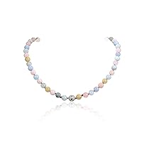 Malahill Natural Stone Beaded Necklace for Women Men Gemstone Knotted Necklace Birthstone Necklace morganite Magnetic Clasp Necklace 8mm