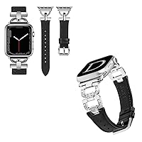 Wearlizer Leather Band Compatible with Apple Watch Band Women 41mm 40mm 38mm 44mm 45mm 42mm 49mm Ultra 2, Dressy Fancy Leather Strap for iWatch Bands Series 9 8 7 6 5 4 3 2 1 SE