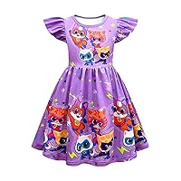 Kitty Cat Dress Casual School Outfits, 3-8Years
